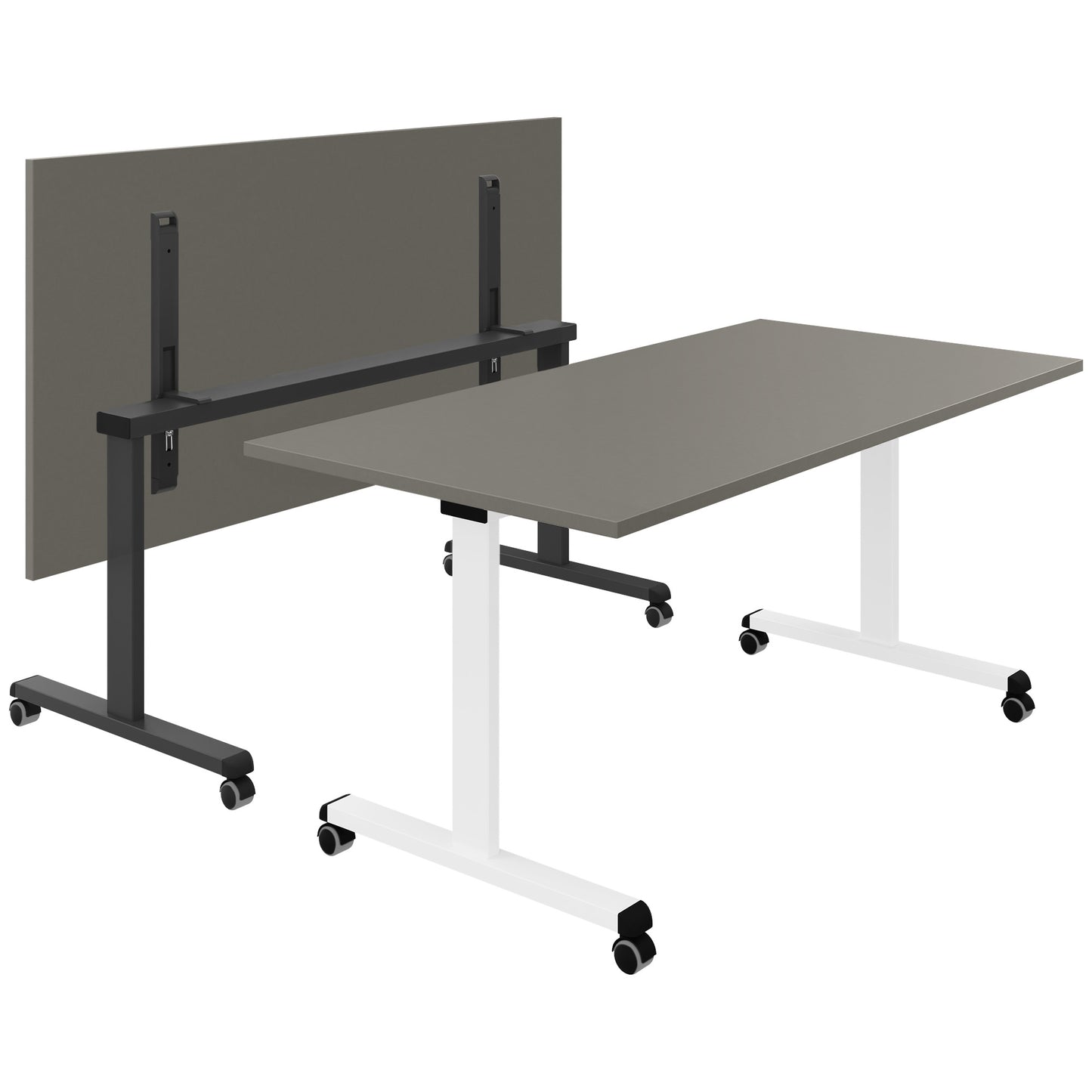 Mara - TILTING folding table | Rollable, foldable, 1600 x 800 mm, Cubanite gray