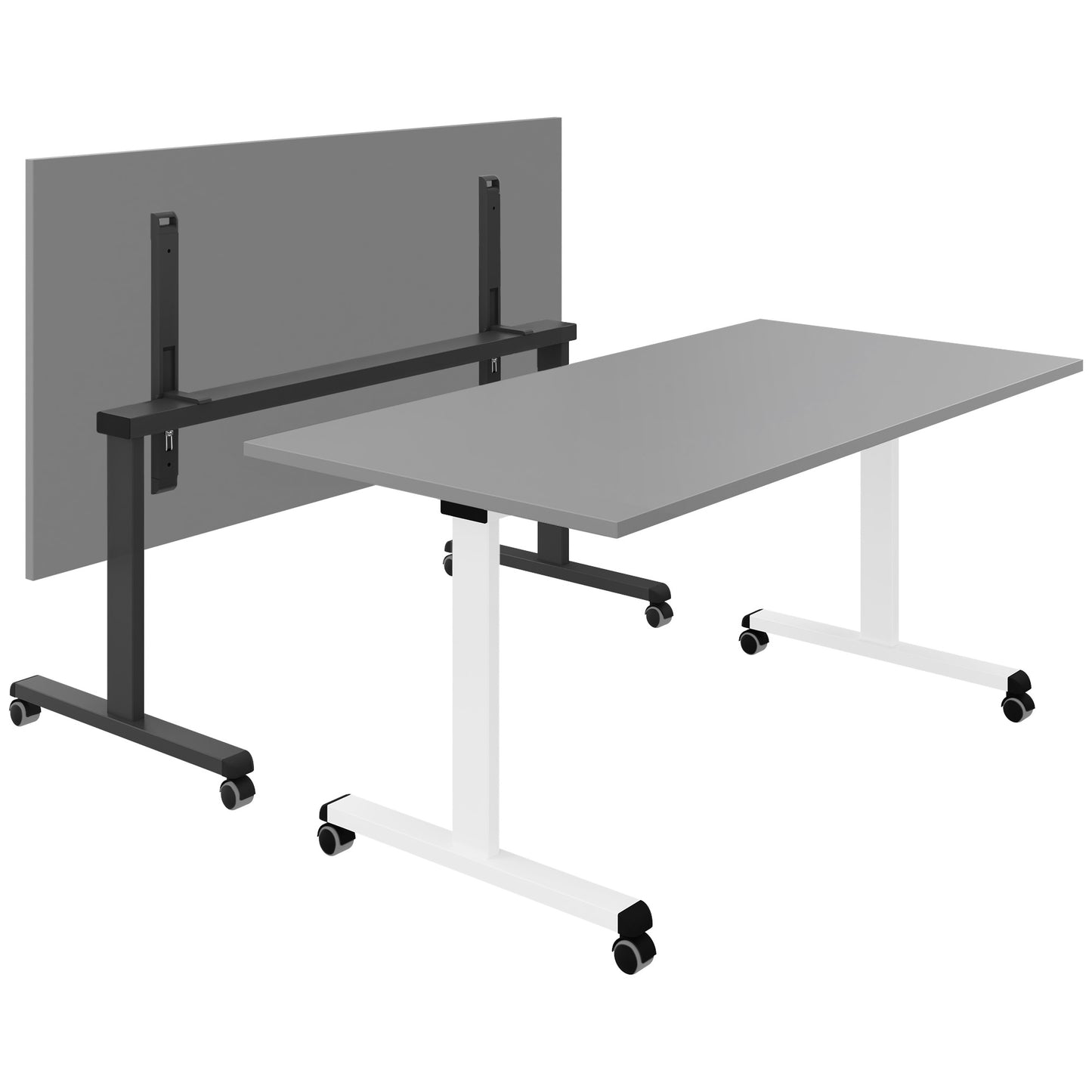 Mara - TILTING folding table | Rollable, foldable, 1600 x 800 mm, pearl gray