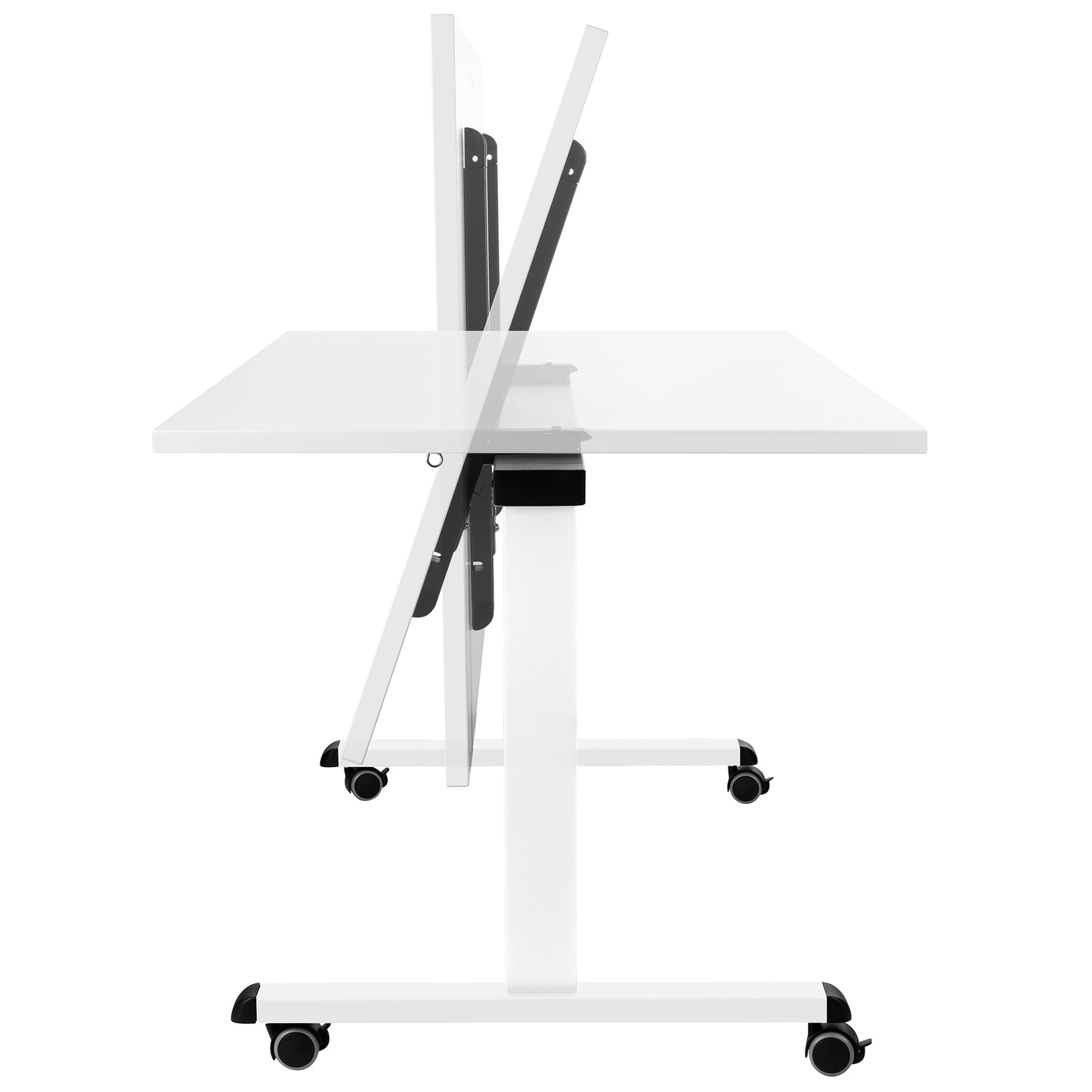 Mara - TILTING folding table | Rollable, foldable, 1600 x 800 mm, white