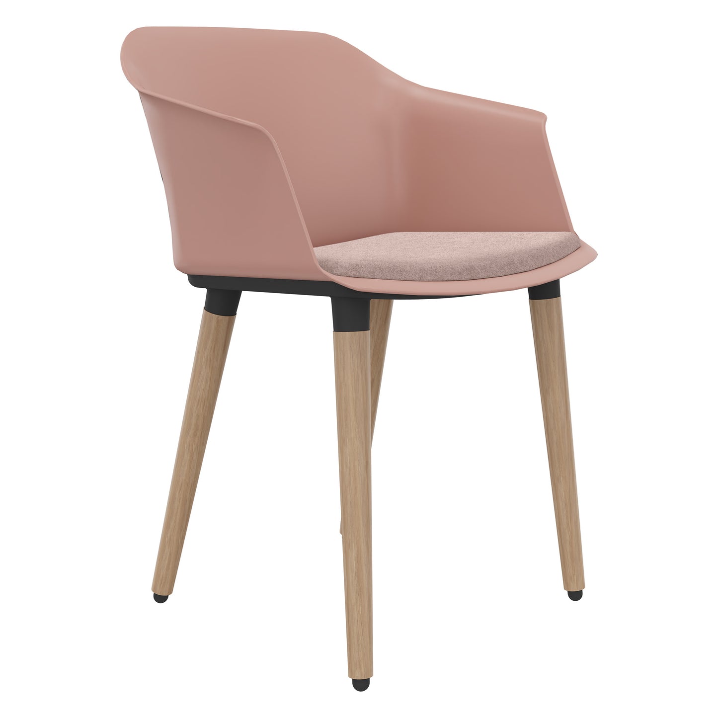 POLYTONE-C visitor and conference chair | Solid wood frame, color antique pink