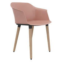 POLYTONE-C visitor and conference chair | Solid wood frame, color antique pink