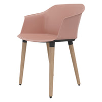 POLYTONE-C visitor and conference chair | Solid wood frame, color antique pink