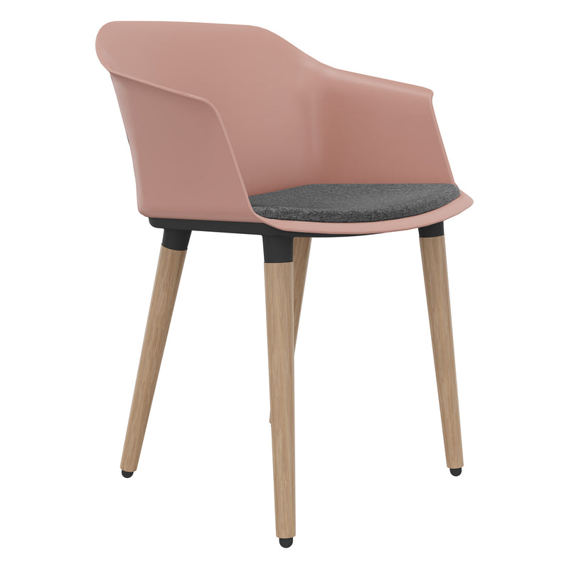 POLYTONE-C Visitor and Conference Chair | Solid Wood Frame, Dusty Pink  - 1 Main Image