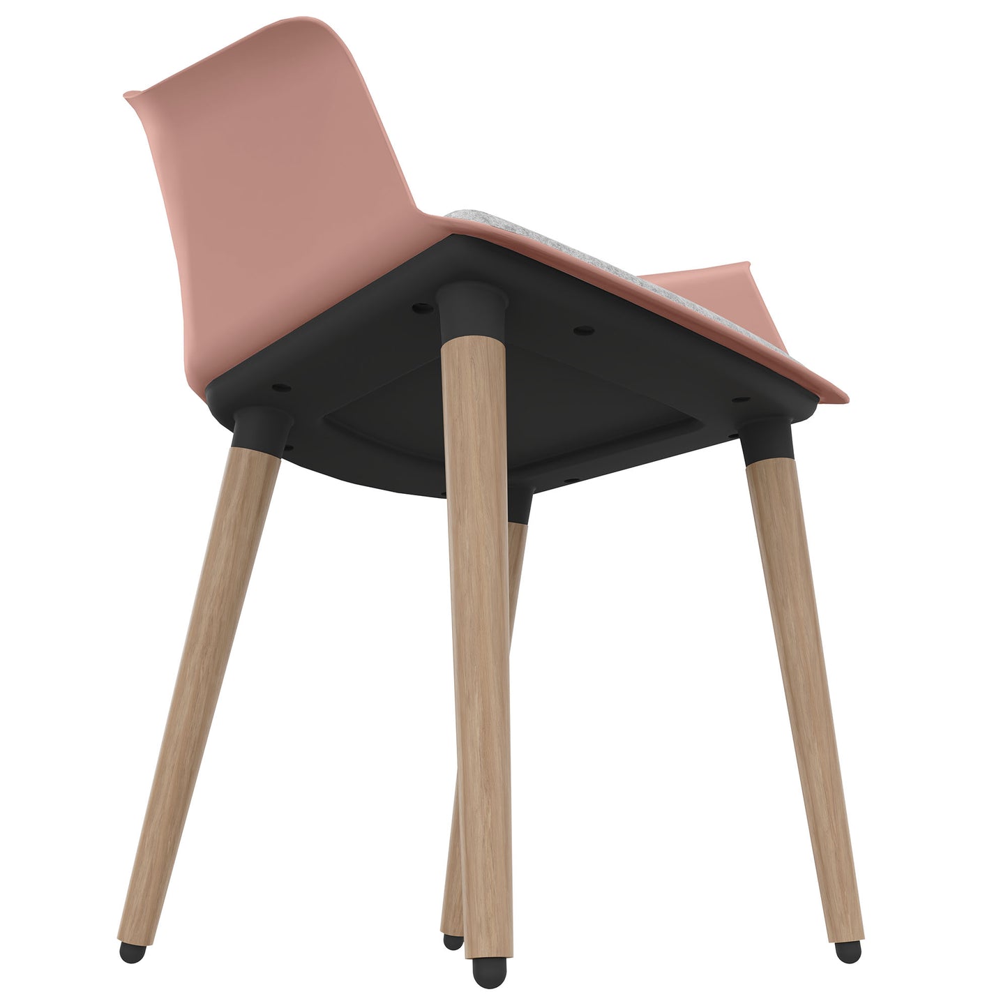 POLYTONE-C visitor and conference chair | Solid wood frame, color antique pink