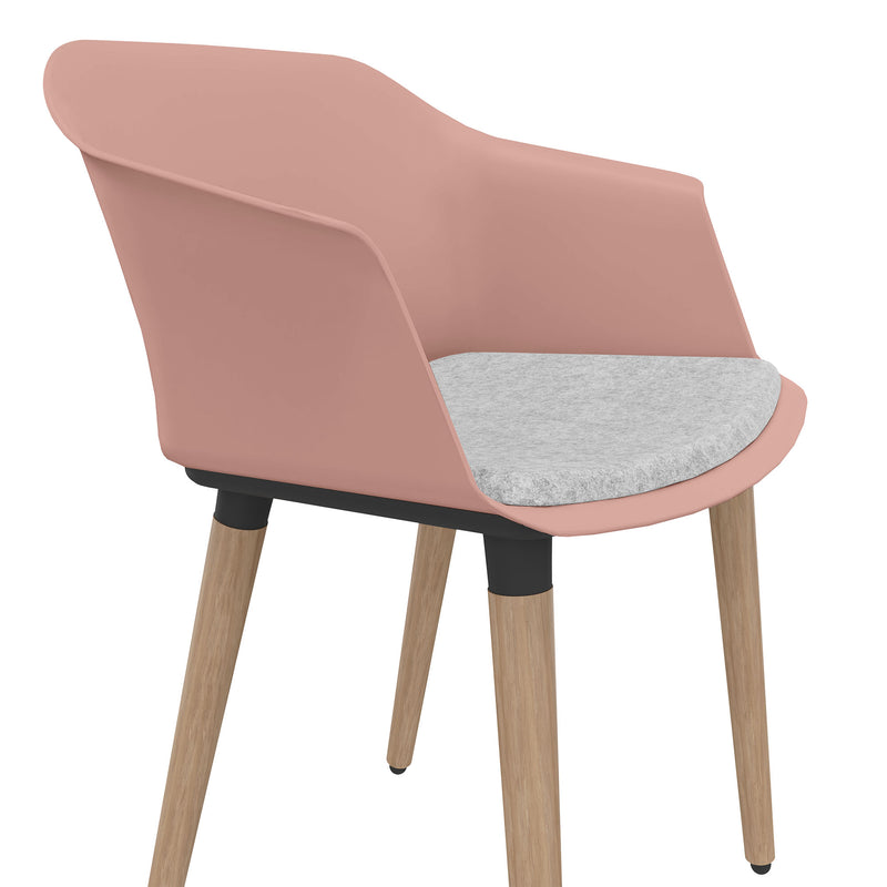 POLYTONE-C Visitor and Conference Chair | Solid Wood Frame, Dusty Pink  - 9 Main Image