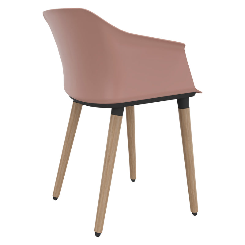 POLYTONE-C Visitor and Conference Chair | Solid Wood Frame, Dusty Pink  - 3 Main Image