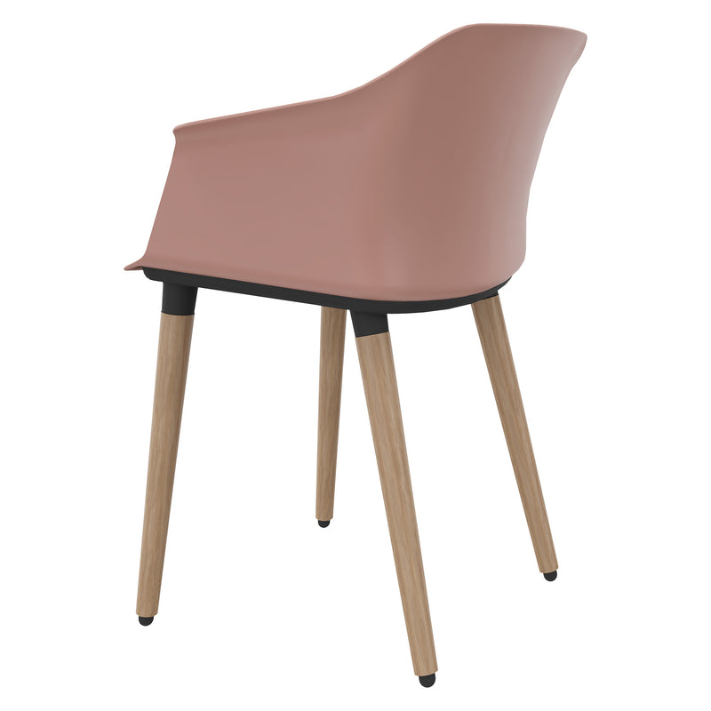 POLYTONE-C Visitor and Conference Chair | Solid Wood Frame, Dusty Pink  - 4 Main Image