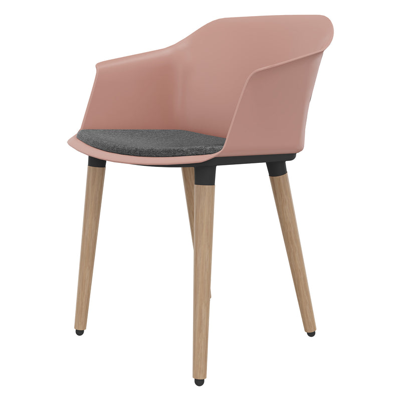 POLYTONE-C Visitor and Conference Chair | Solid Wood Frame, Dusty Pink  - 6 Main Image