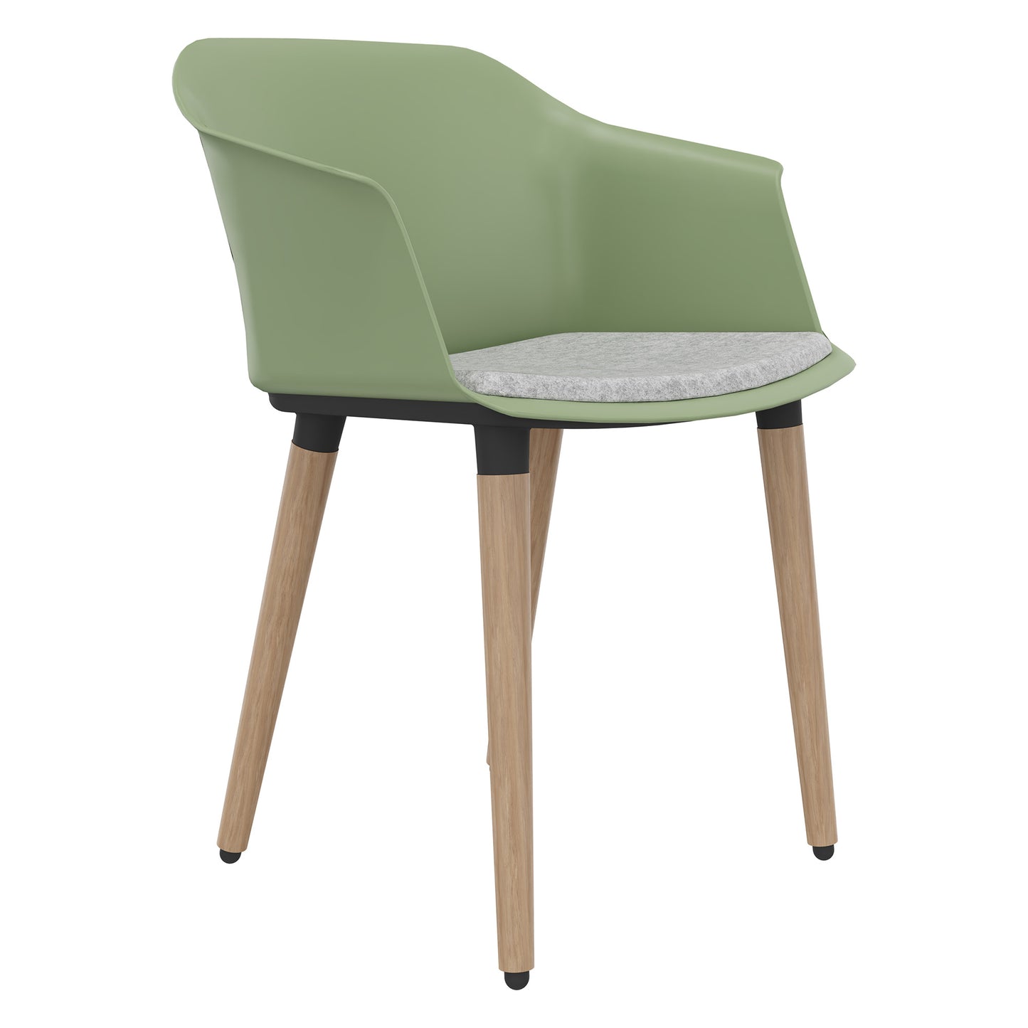 POLYTONE-C chaise visiteur et conférence | Structure en bois massif, coloris vert avocat