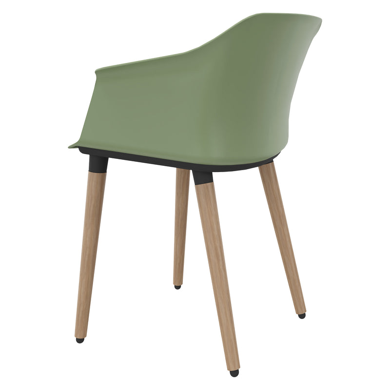 POLYTONE-C Visitor and conference chair | Solid wood frame, avocado green  - 4 Main Image