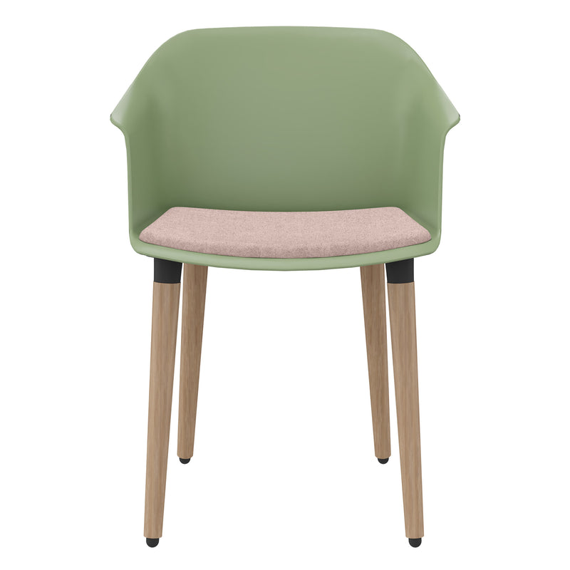 POLYTONE-C Visitor and conference chair | Solid wood frame, avocado green  - 7 Main Image