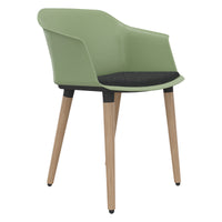 POLYTONE-C chaise visiteur et conférence | Structure en bois massif, coloris vert avocat