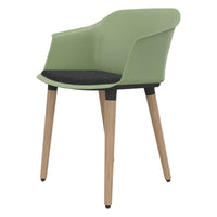 POLYTONE-C chaise visiteur et conférence | Structure en bois massif, coloris vert avocat