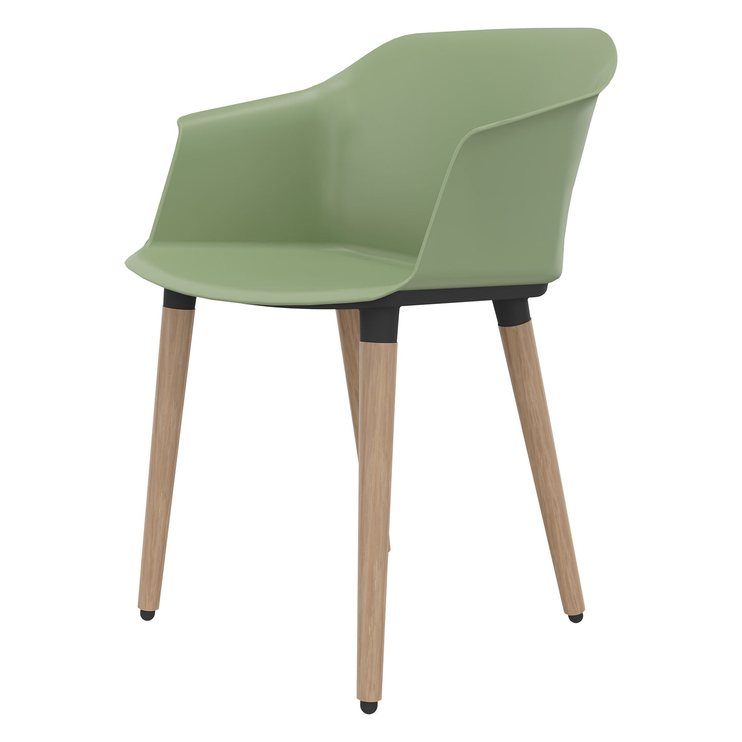 POLYTONE-C chaise visiteur et conférence | Structure en bois massif, coloris vert avocat