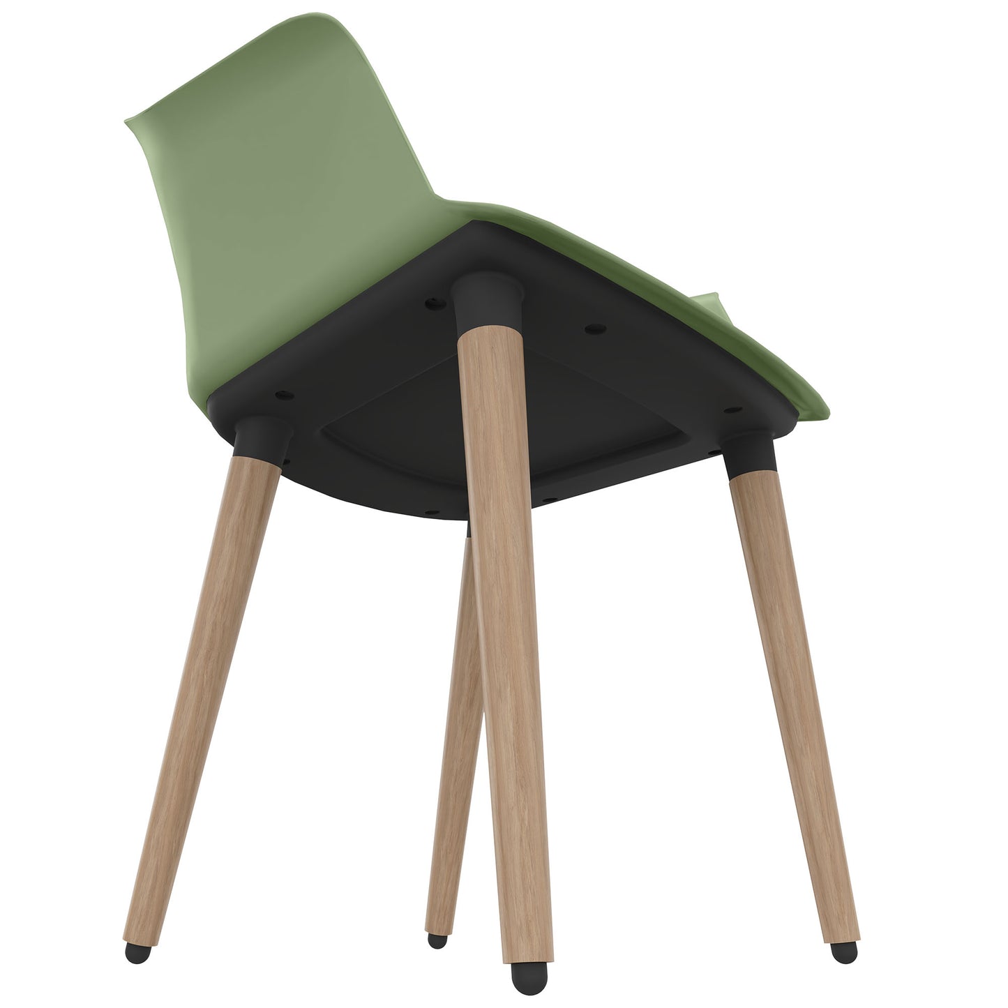 POLYTONE-C chaise visiteur et conférence | Structure en bois massif, coloris vert avocat