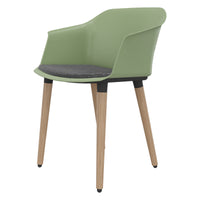 POLYTONE-C chaise visiteur et conférence | Structure en bois massif, coloris vert avocat