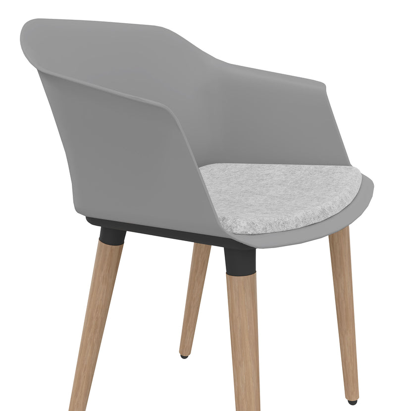 POLYTONE-C Besucher- und Konferenzstuhl | Massivholz-Gestell, Farbe Grau