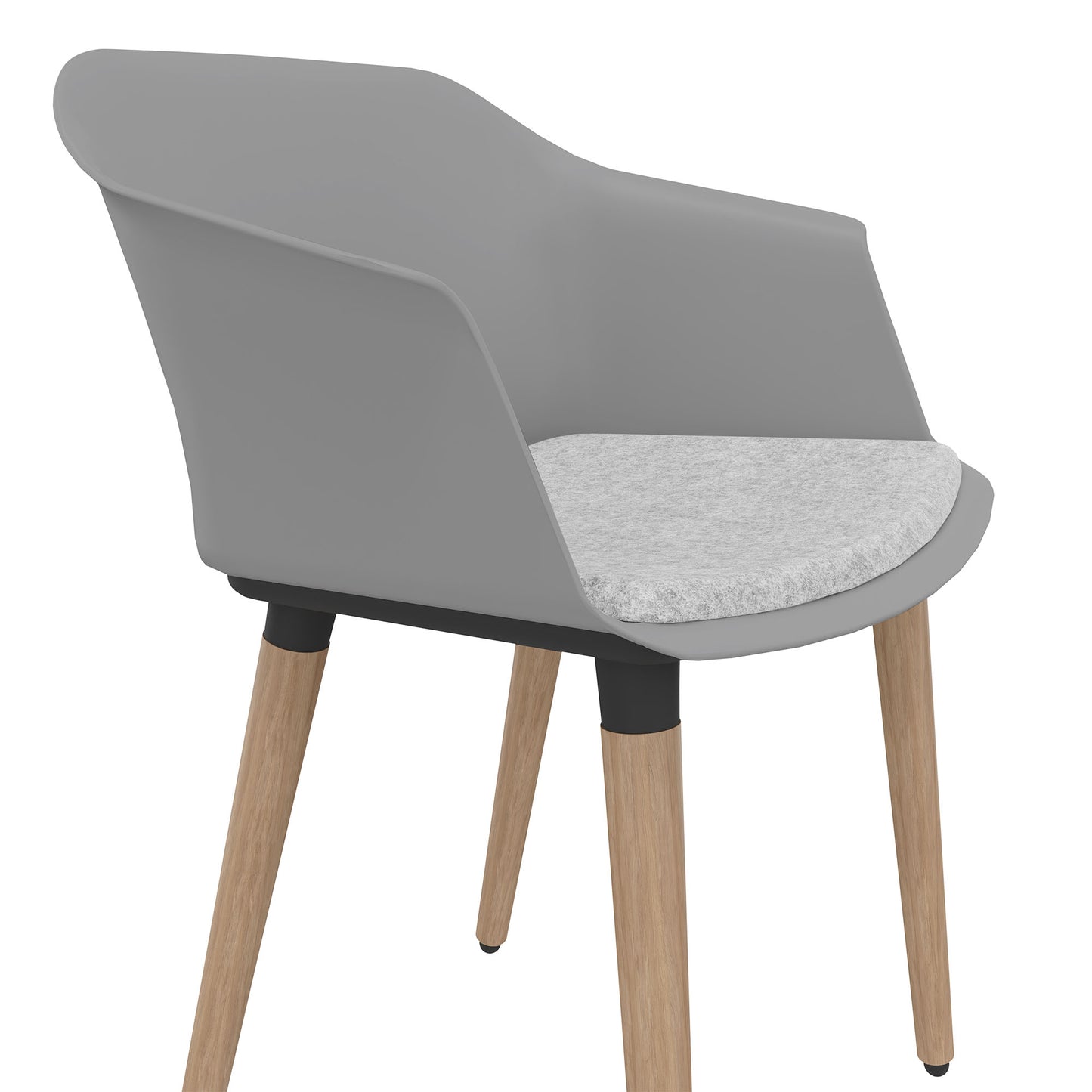 POLYTONE-C visitor and conference chair | Solid wood frame, color gray