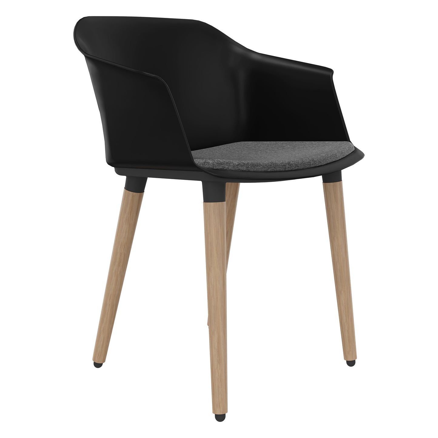 POLYTONE-C visitor and conference chair | Solid wood frame, color black