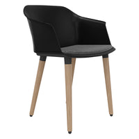 POLYTONE-C visitor and conference chair | Solid wood frame, color black