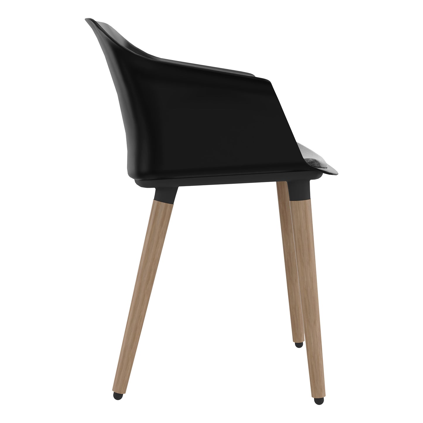 POLYTONE-C visitor and conference chair | Solid wood frame, color black