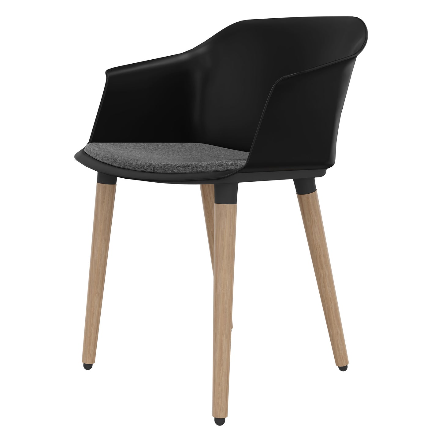 POLYTONE-C visitor and conference chair | Solid wood frame, color black