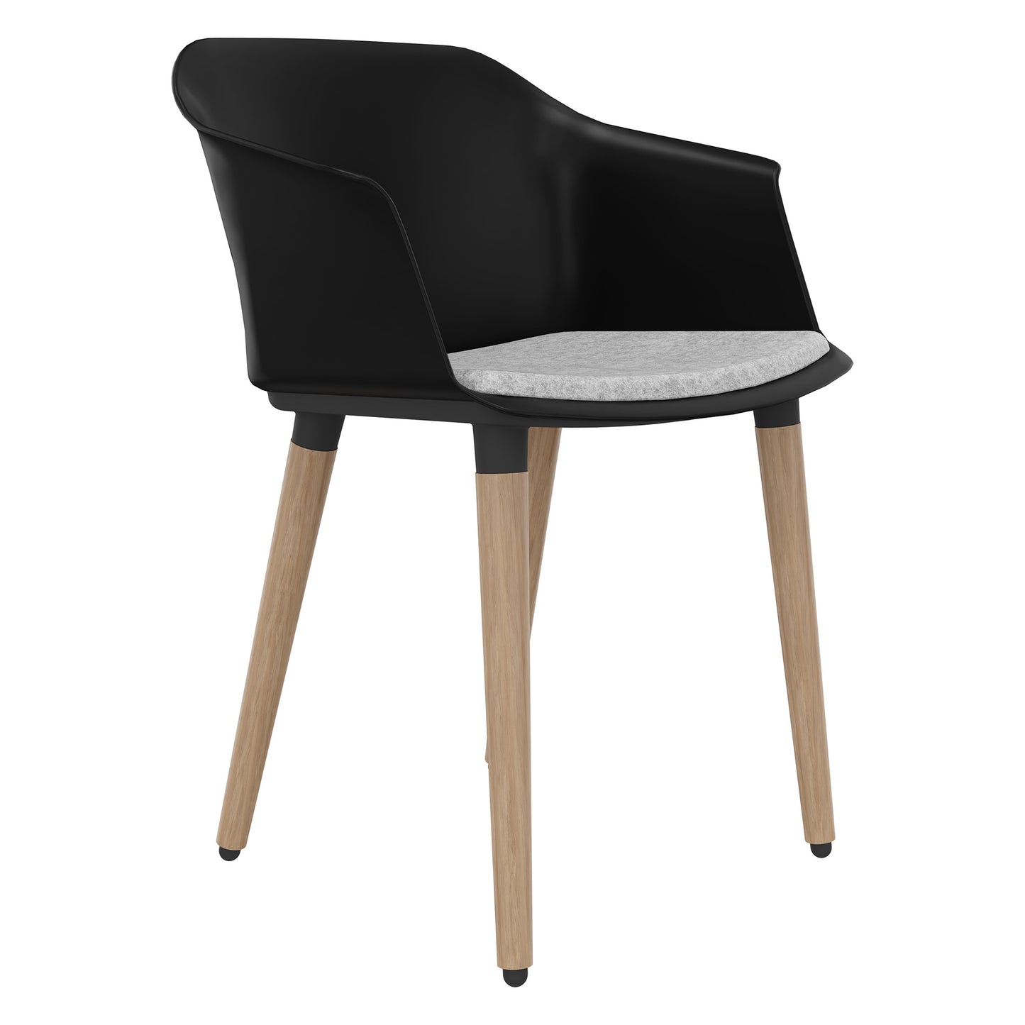 POLYTONE-C visitor and conference chair | Solid wood frame, color black