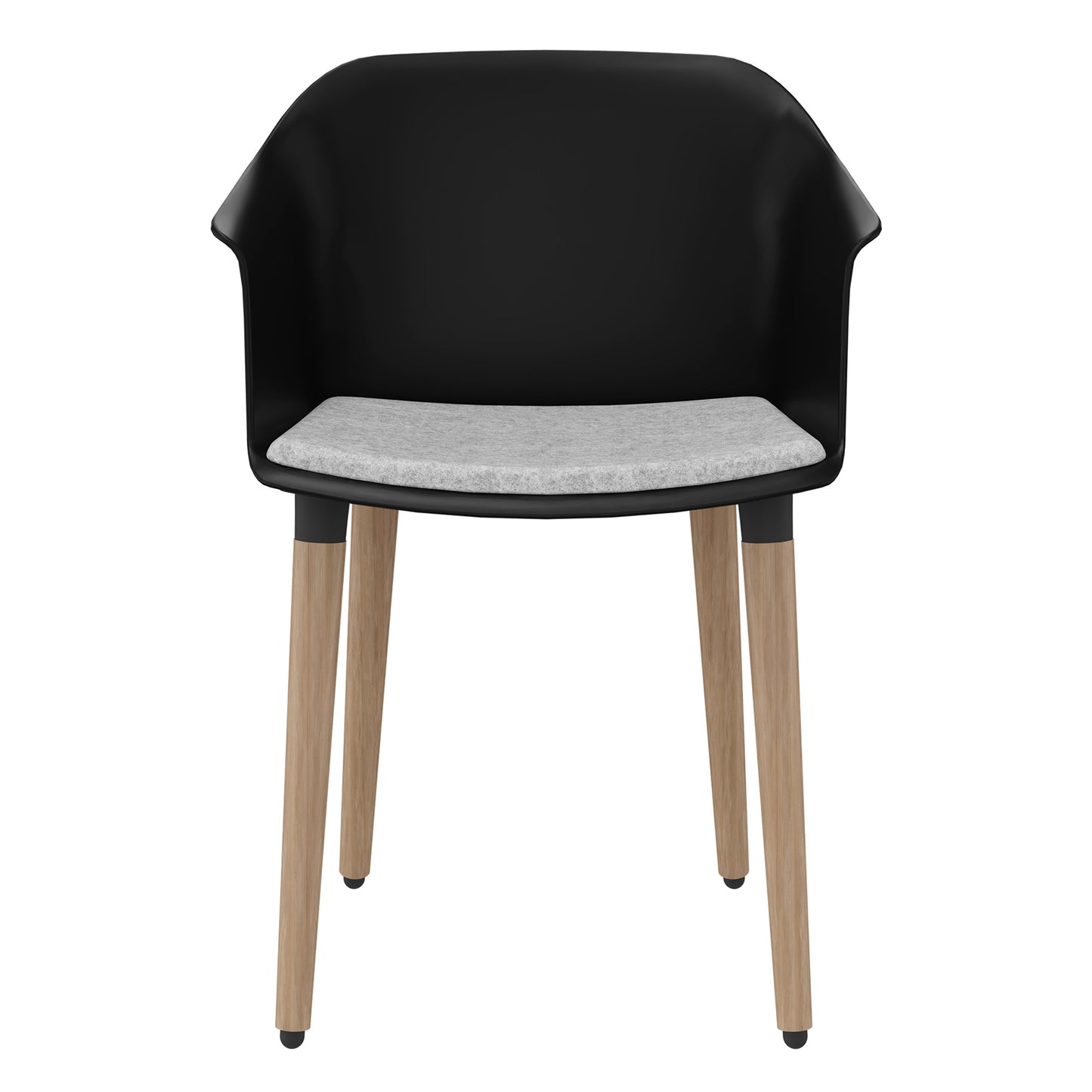 POLYTONE-C visitor and conference chair | Solid wood frame, color black