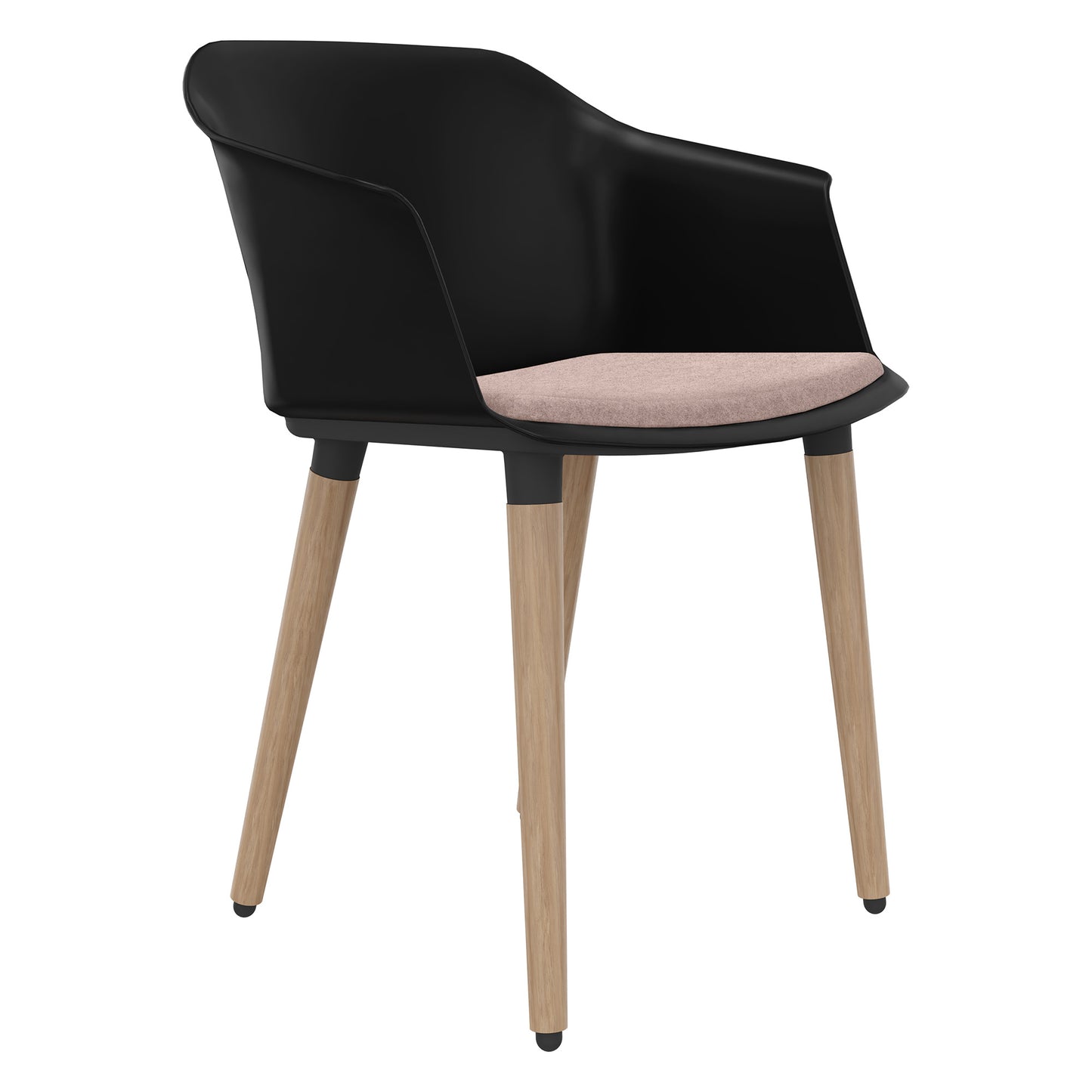 POLYTONE-C visitor and conference chair | Solid wood frame, color black