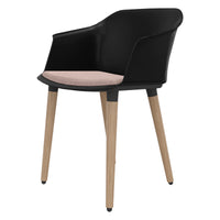 POLYTONE-C visitor and conference chair | Solid wood frame, color black