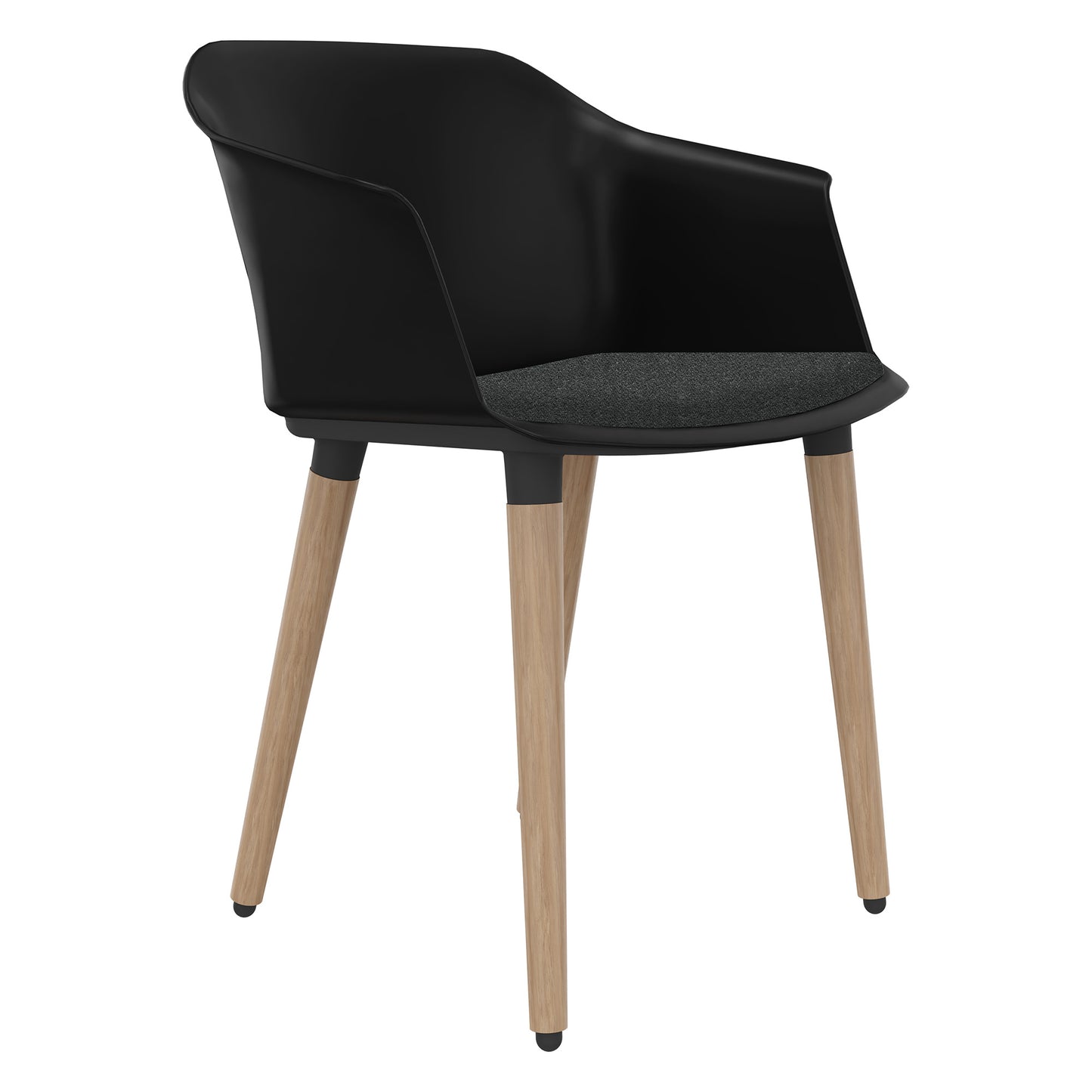 POLYTONE-C visitor and conference chair | Solid wood frame, color black