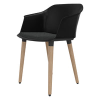 POLYTONE-C visitor and conference chair | Solid wood frame, color black