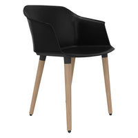 POLYTONE-C visitor and conference chair | Solid wood frame, color black