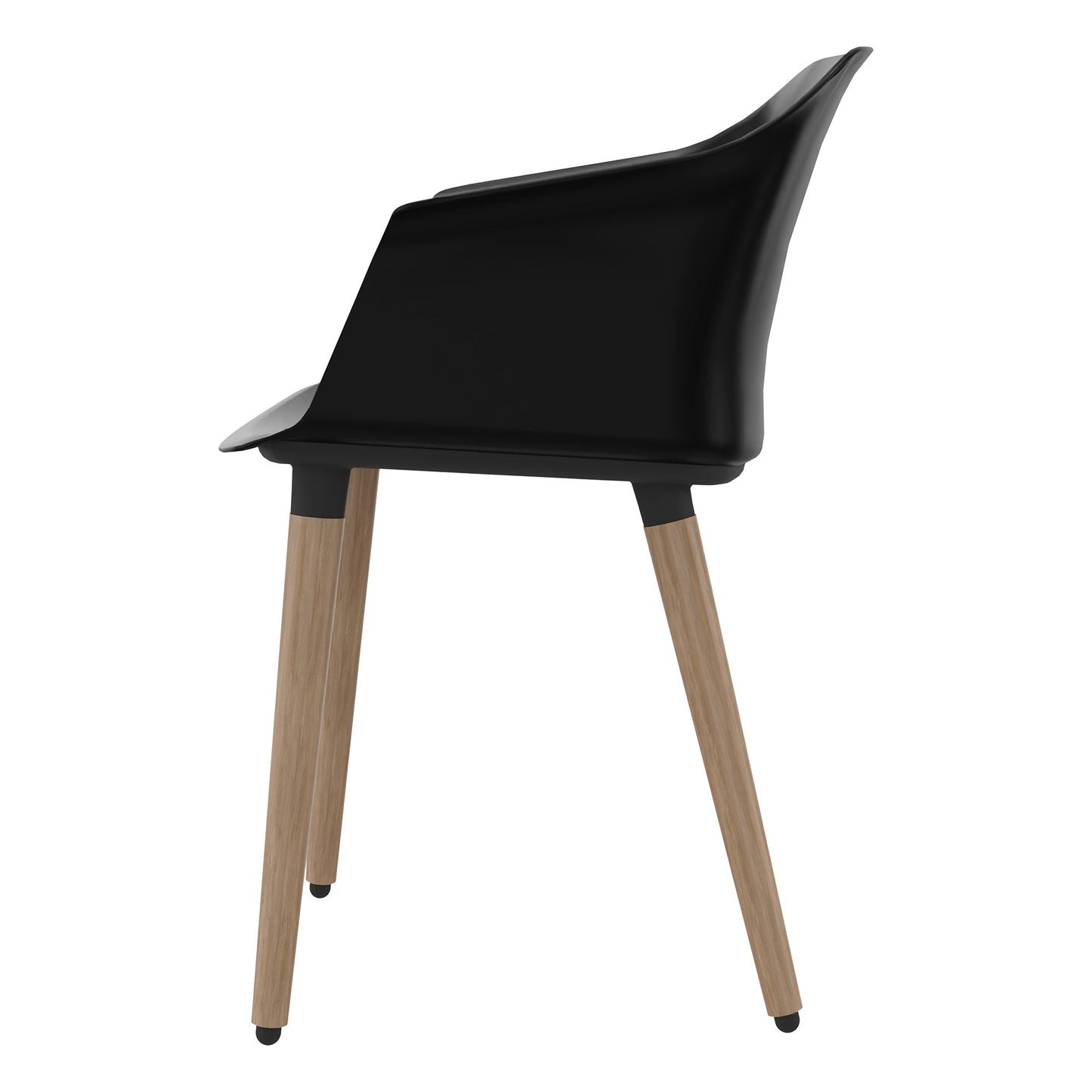 POLYTONE-C visitor and conference chair | Solid wood frame, color black