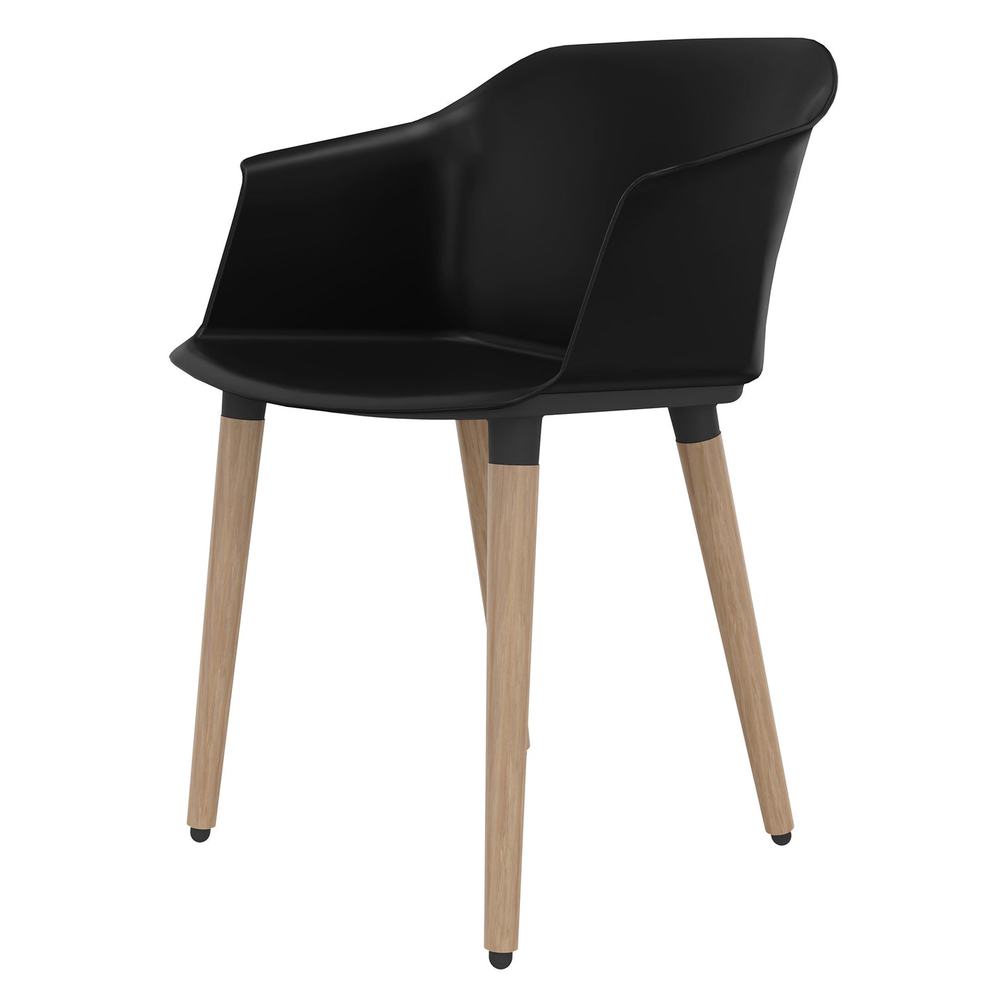 POLYTONE-C visitor and conference chair | Solid wood frame, color black