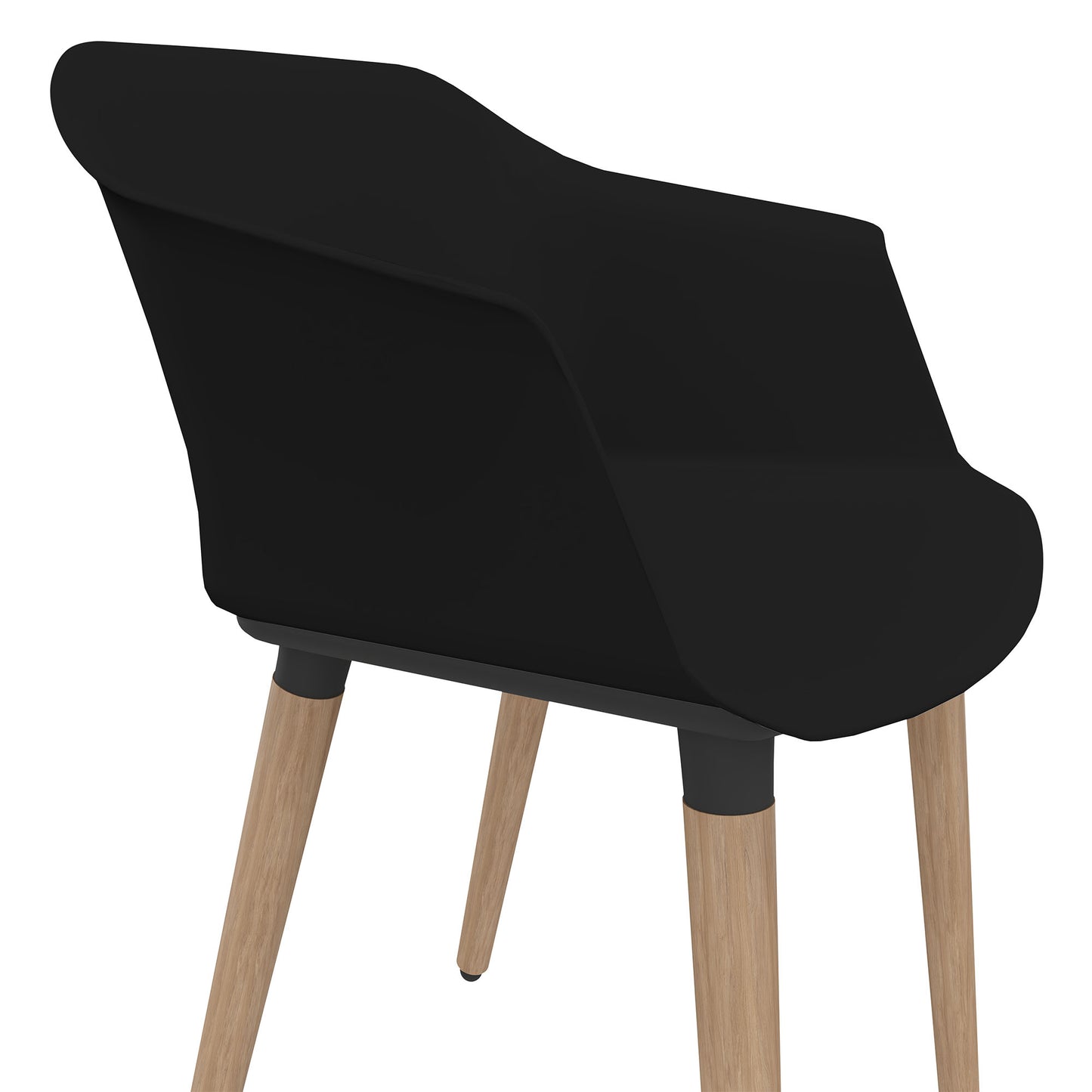 POLYTONE-C visitor and conference chair | Solid wood frame, color black