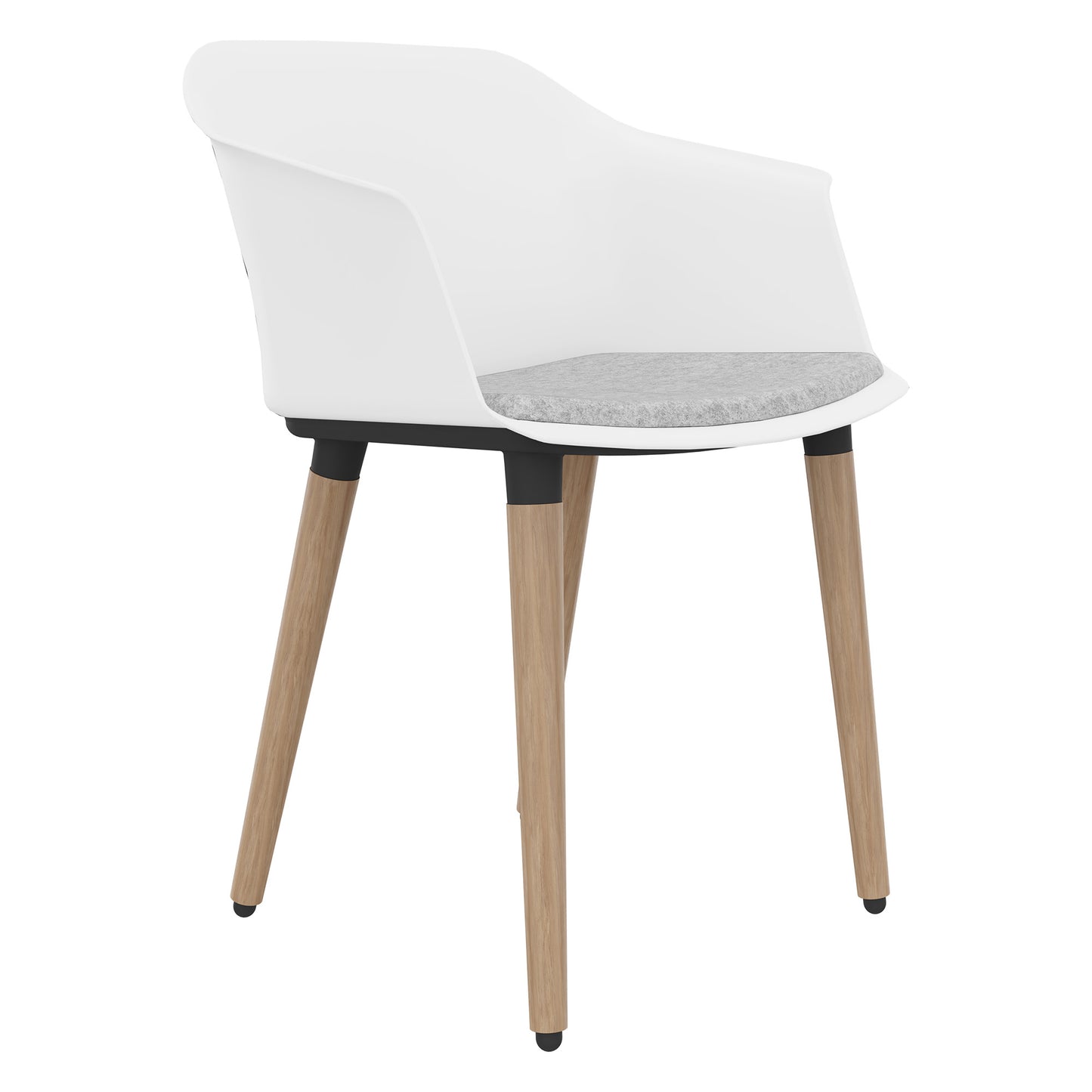 Polytone-C visitor and conference chair | Solid wood frame, color white