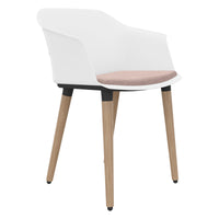 Polytone-C visitor and conference chair | Solid wood frame, color white