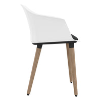 Polytone-C visitor and conference chair | Solid wood frame, color white