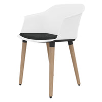 Polytone-C visitor and conference chair | Solid wood frame, color white