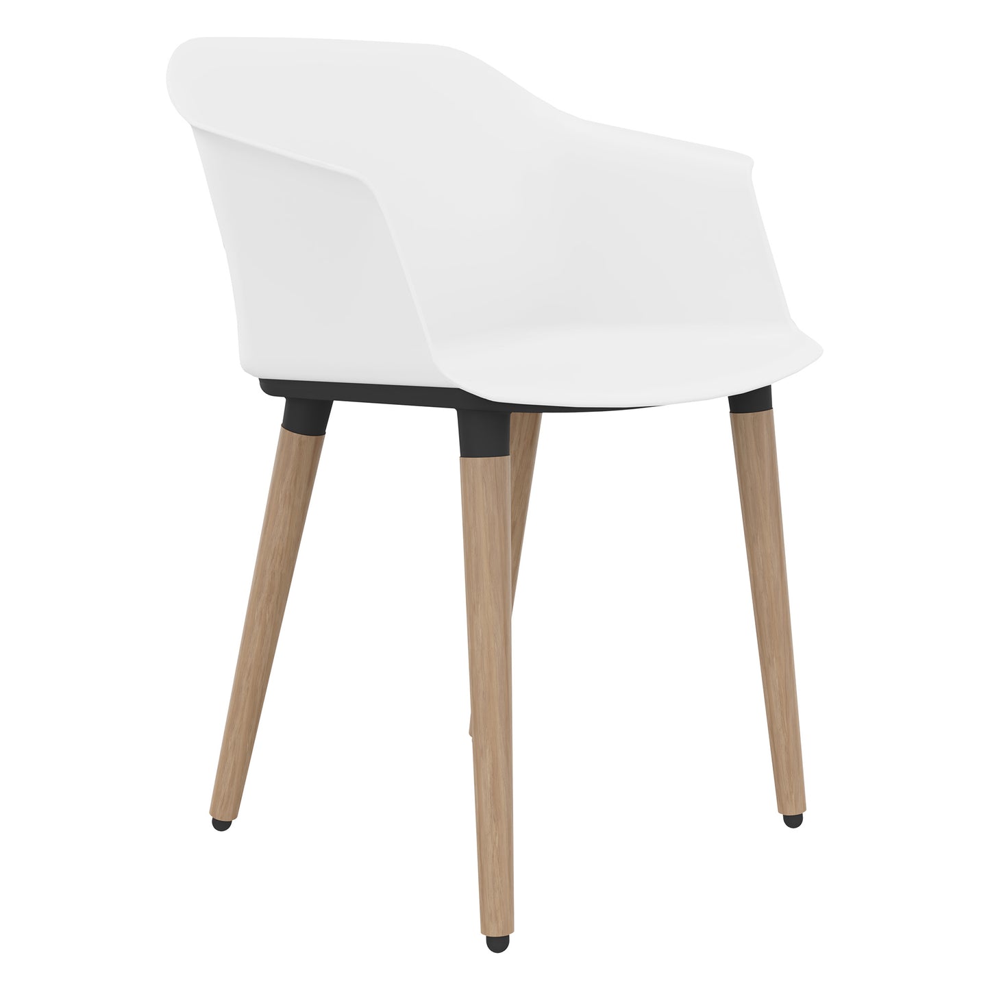 Polytone-C visitor and conference chair | Solid wood frame, color white