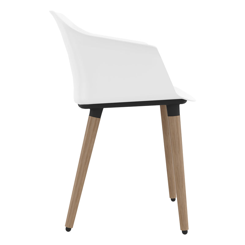 POLYTONE-C Visitor and conference chair | Solid wood frame, white color  - 2 Main Image
