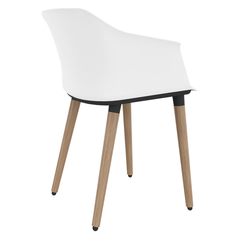 POLYTONE-C Visitor and conference chair | Solid wood frame, white color  - 3 Main Image