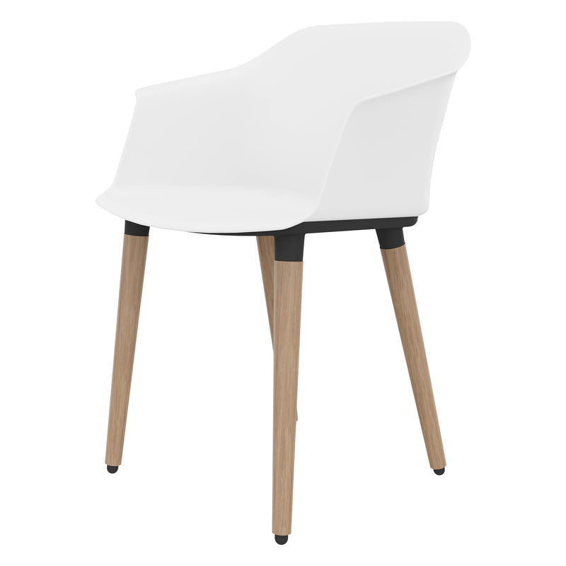 POLYTONE-C Visitor and conference chair | Solid wood frame, white color  - 6 Main Image