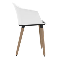 Polytone-C visitor and conference chair | Solid wood frame, color white