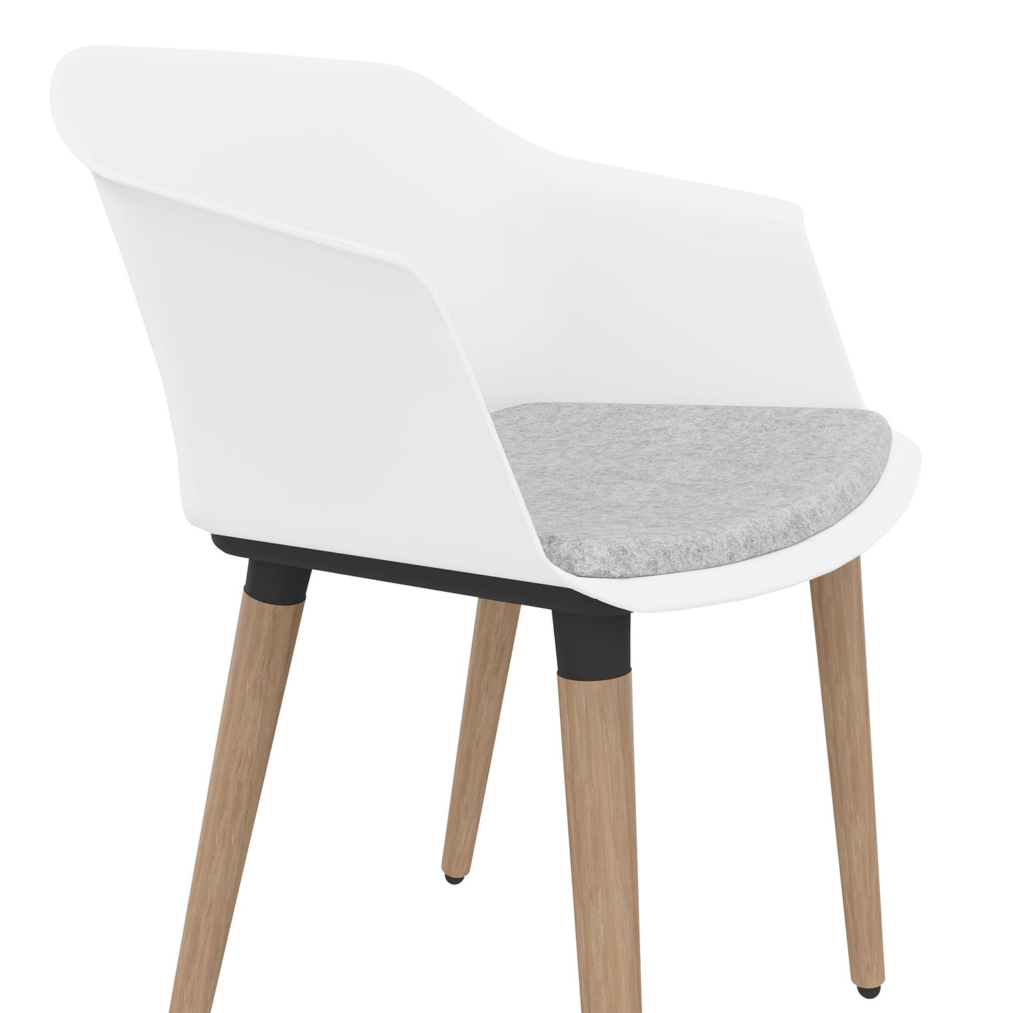 Polytone-C visitor and conference chair | Solid wood frame, color white