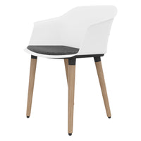 Polytone-C visitor and conference chair | Solid wood frame, color white