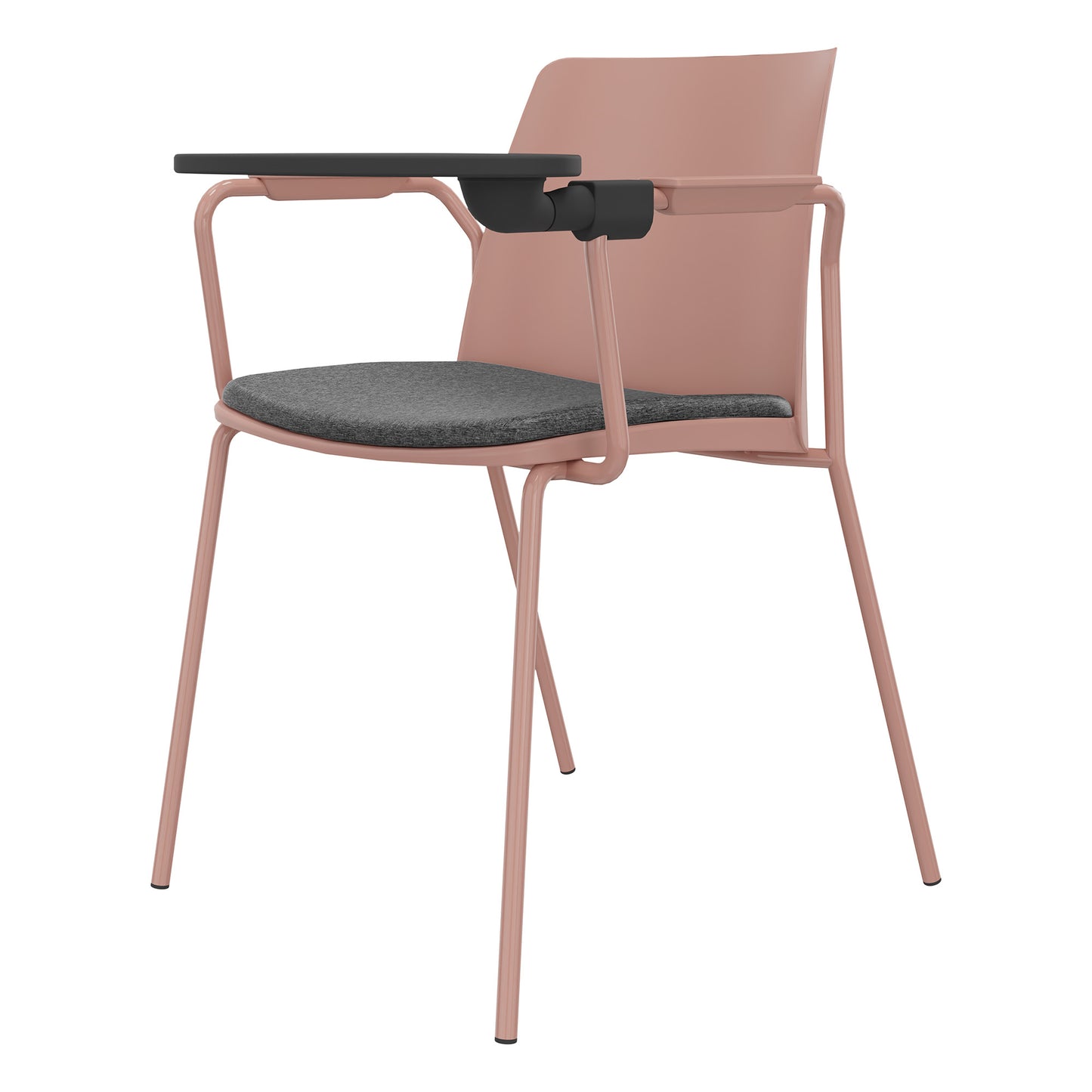 POLYTONE-L visitor and conference chair with folding table, color antique pink