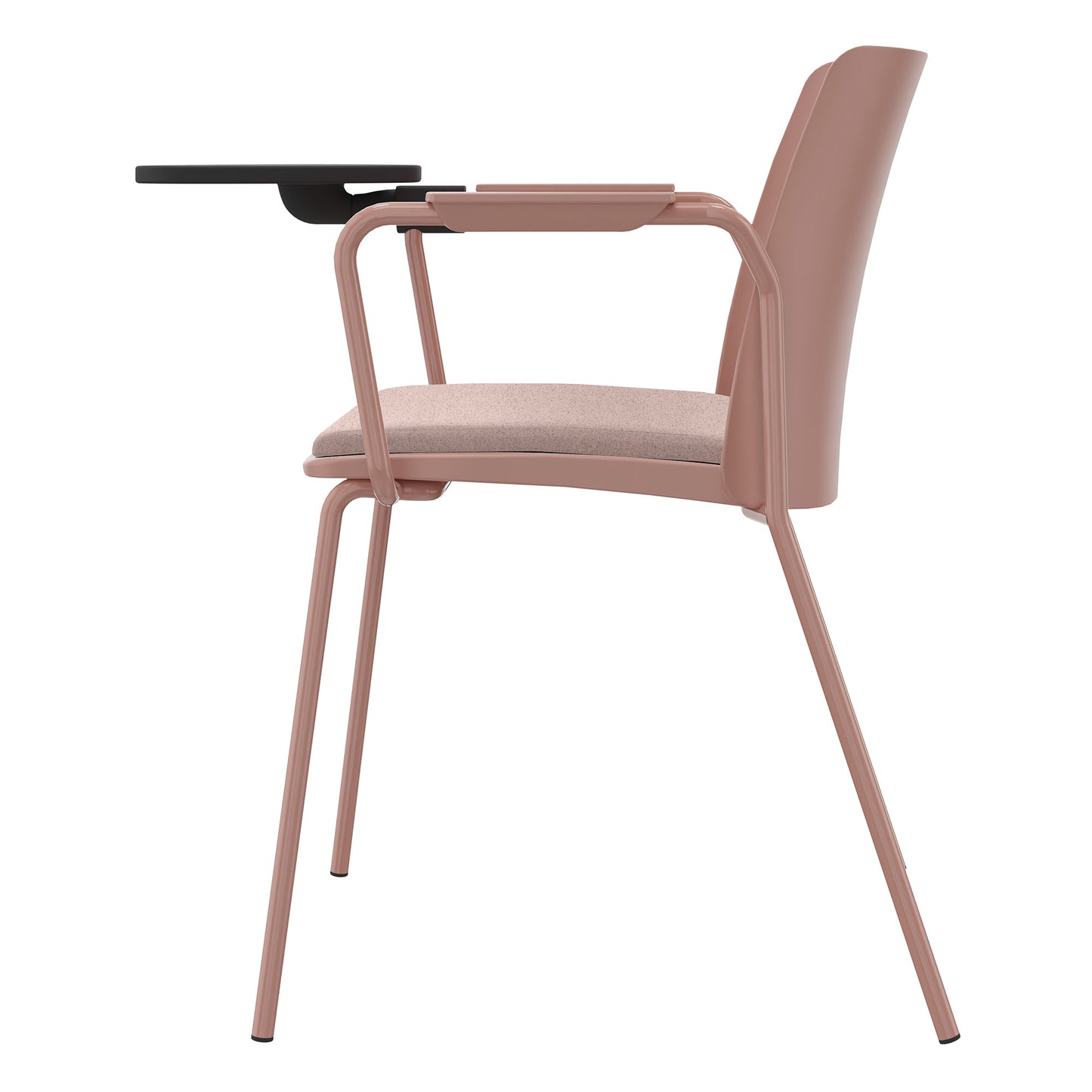 POLYTONE-L visitor and conference chair with folding table, color antique pink