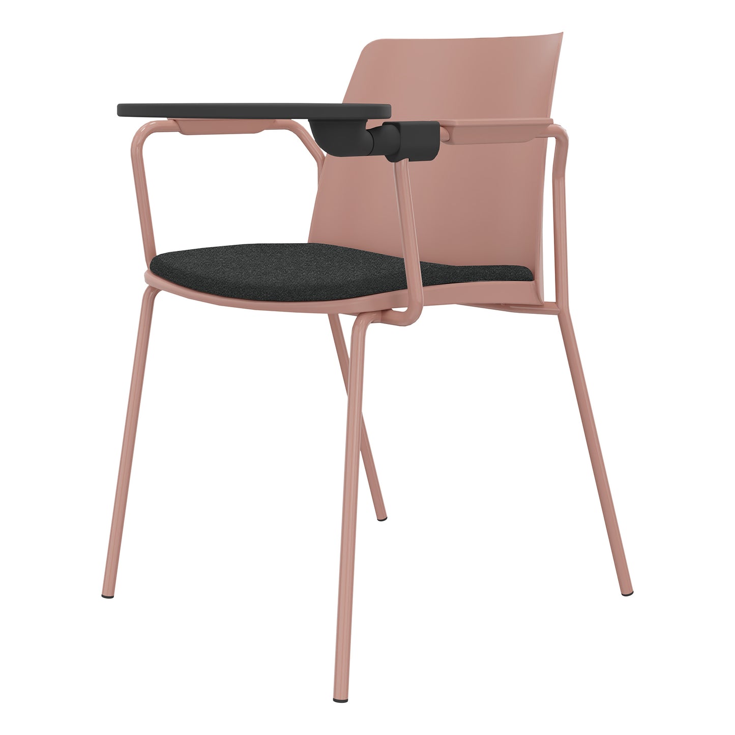 POLYTONE-L visitor and conference chair with folding table, color antique pink